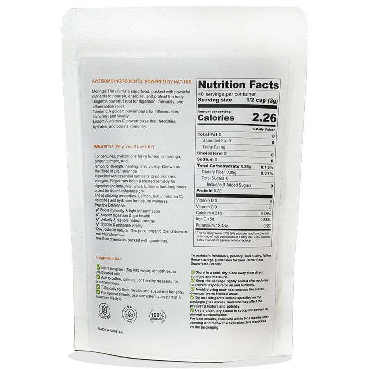 Better Root Immunity+ blend ingredients and directions