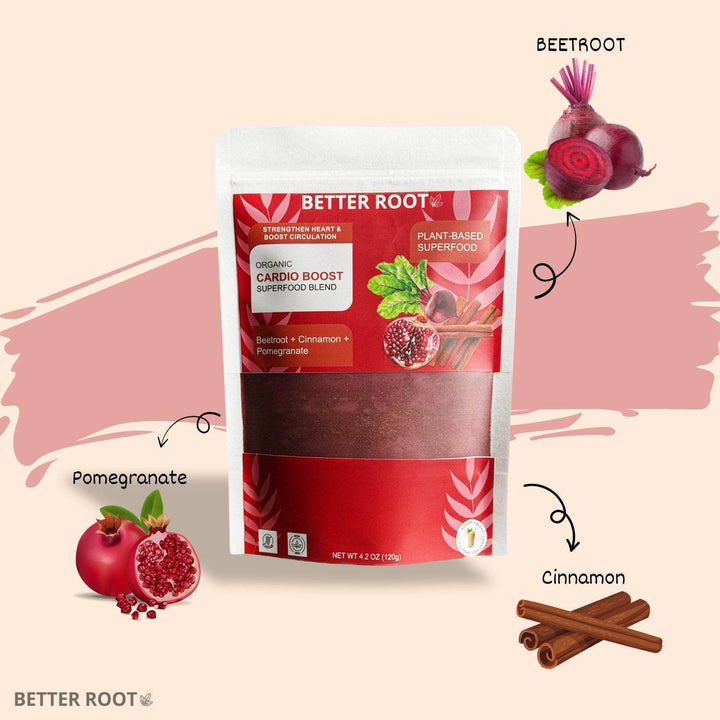 Better Root Cardio Boost organic superfood blend serving