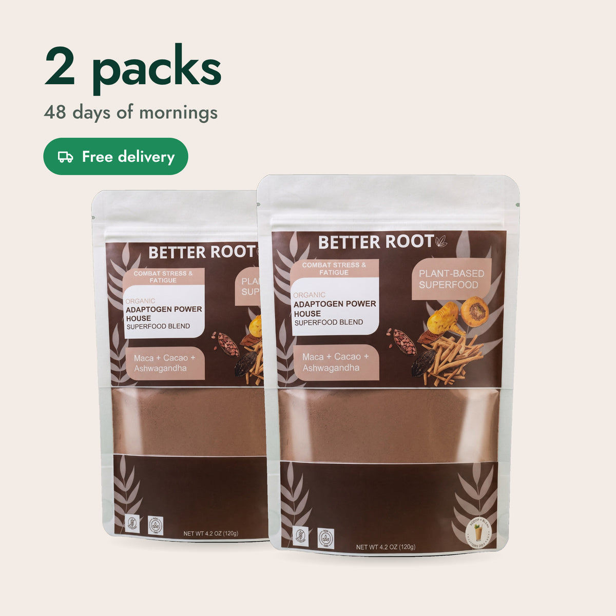 Adaptogen Power House 2 packs, 48 days, free delivery