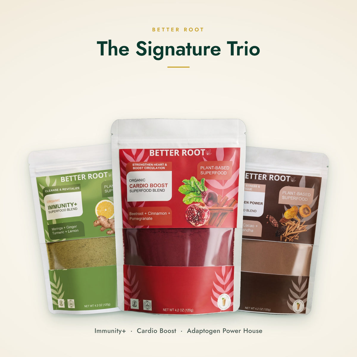 The Signature Trio: Immunity+, Cardio Boost and Adaptogen Power House